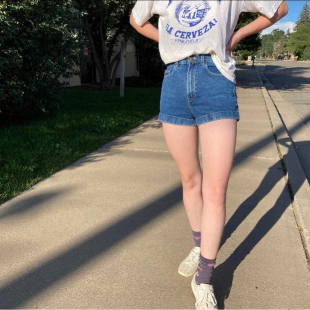 American Apparel high waisted jean shorts